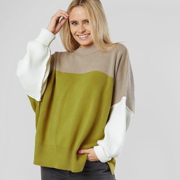 Free People Sweaters - Free People Easy Street Knit Mock Sweater Lime M